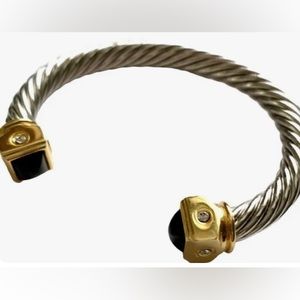 Joan Rivers Rope Twisted Bracelet Cuff Bangle Silver and Gold Tone Vintage